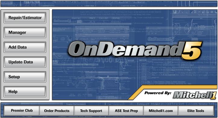 Меню программы Mitchell OnDemand 5.8.1.9 (1 квартал 2010 г.)